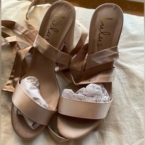 Lulu’s champagne tie heels BRAND NEW WITH BOX